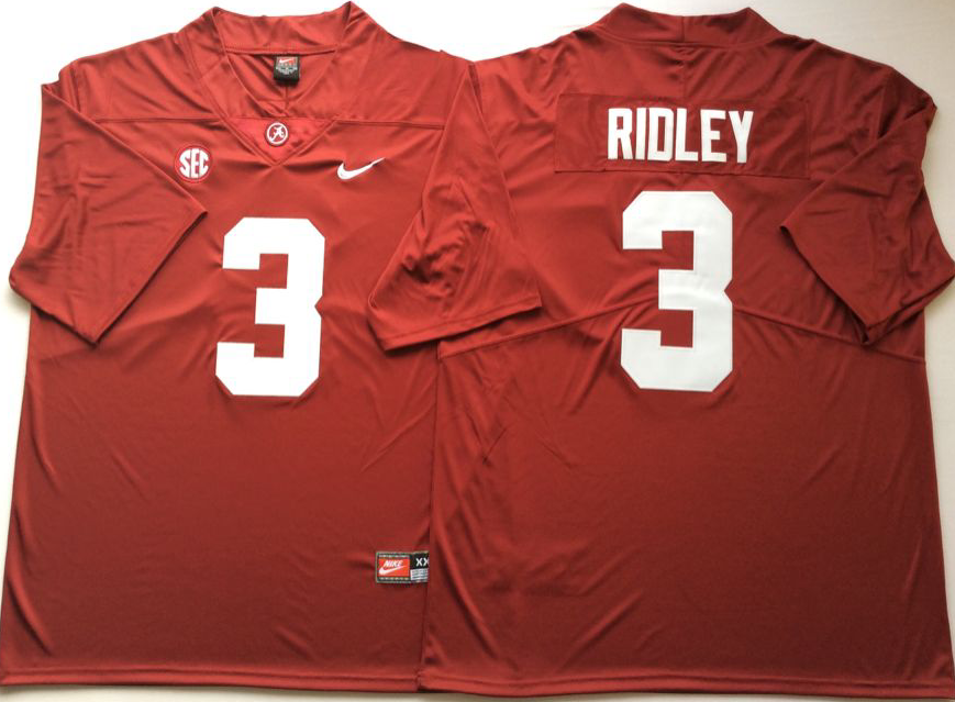 Men Alabama Crimson Tide 3 Ridley Red Nike NCAA Jerseys